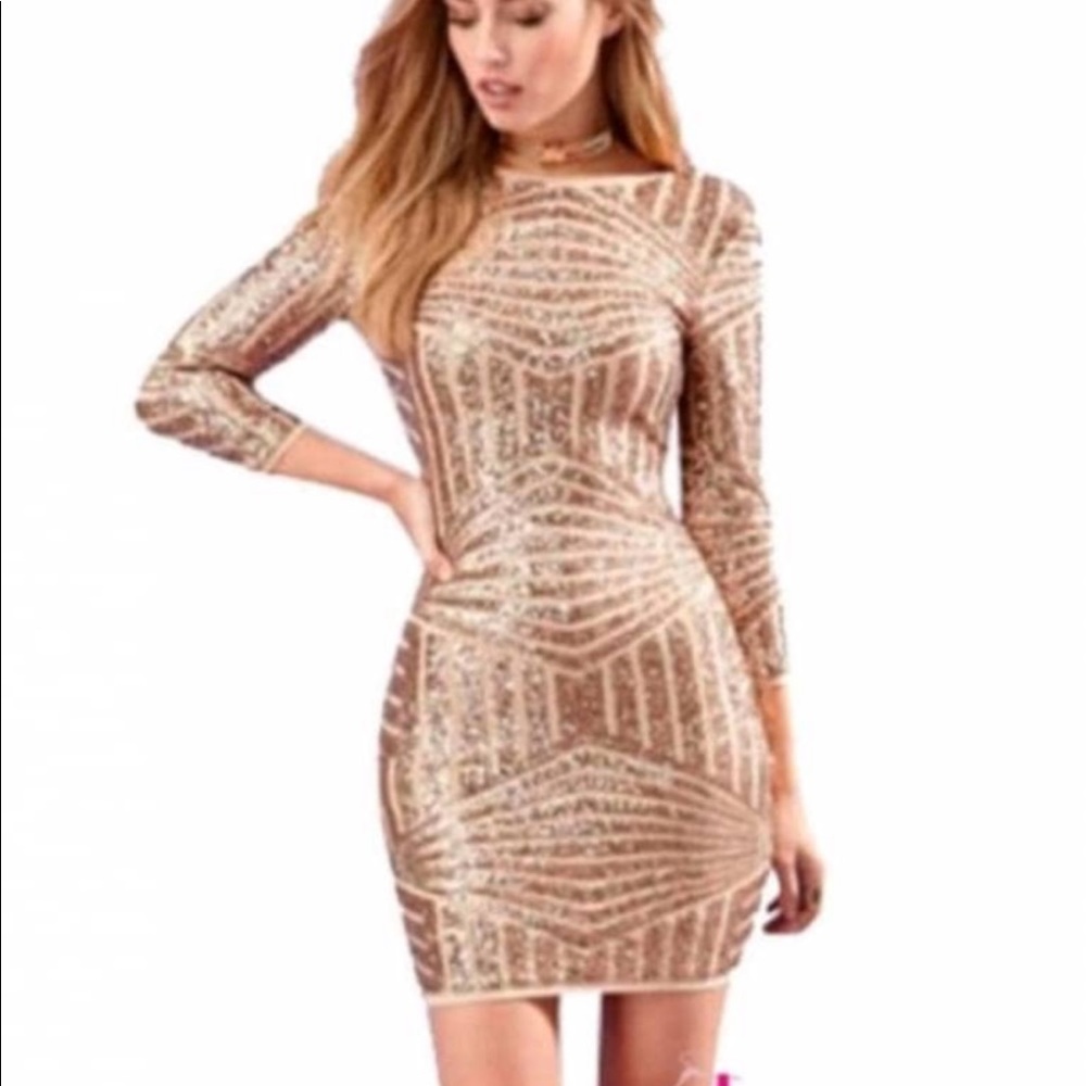 BEBE robe paillette 3/4 Reina dress